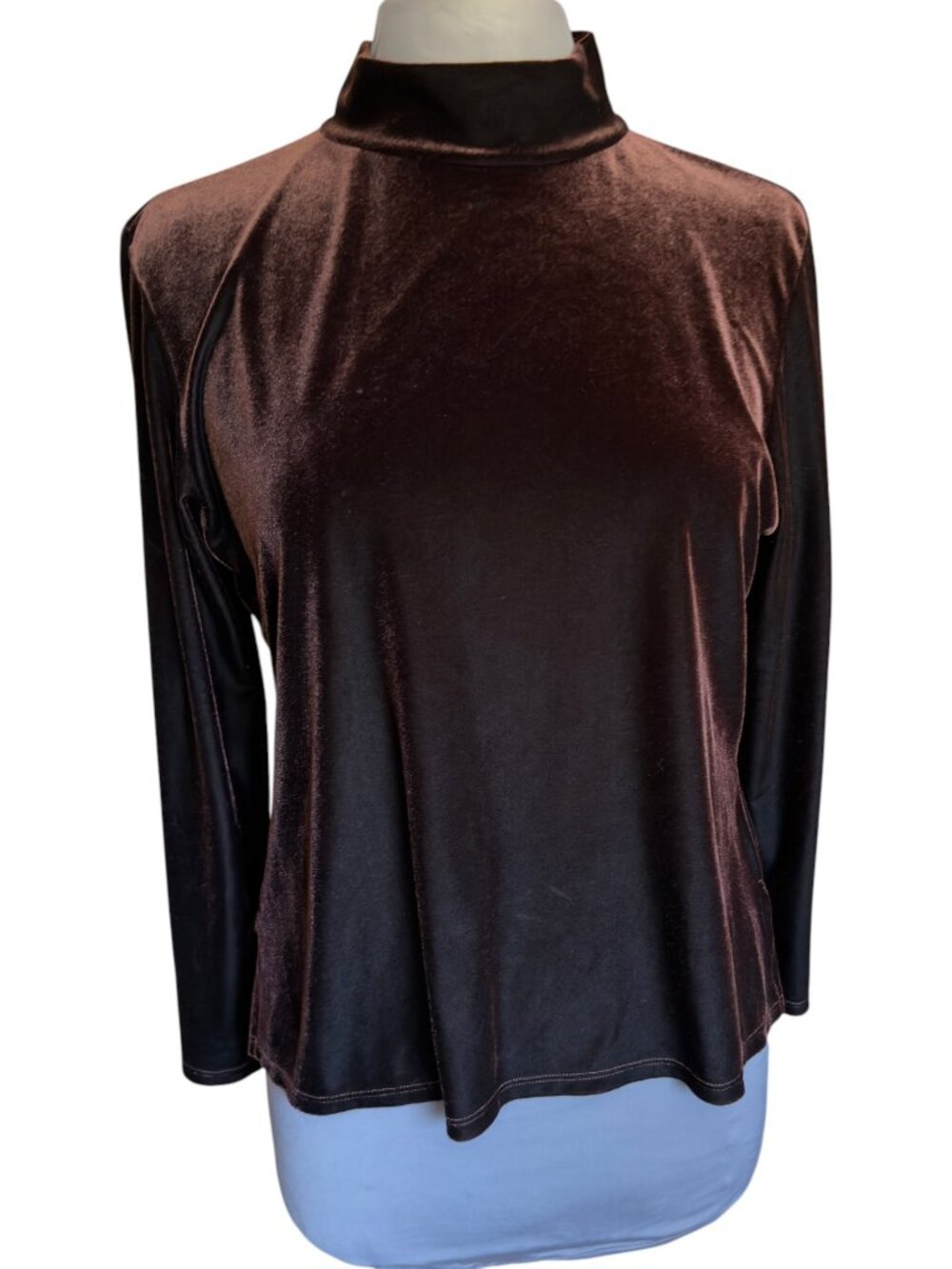 Vintage 90s La Fête Soft Velvet/Velour Long Sleeve Top, Size XL (Fits M/L)